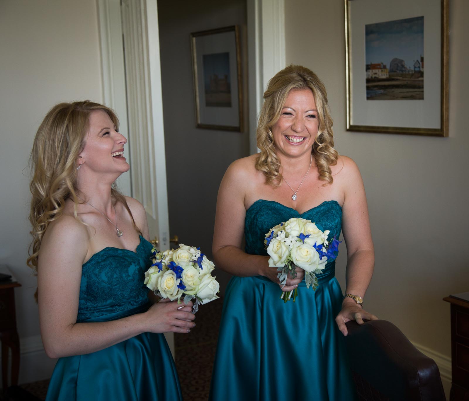 Bridesmaids laughing