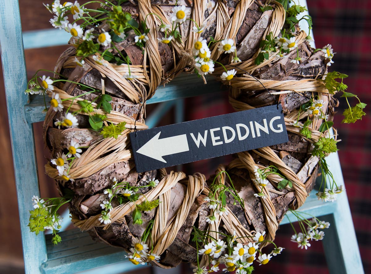 Personalised Wedding Sign Twigs and Flowers