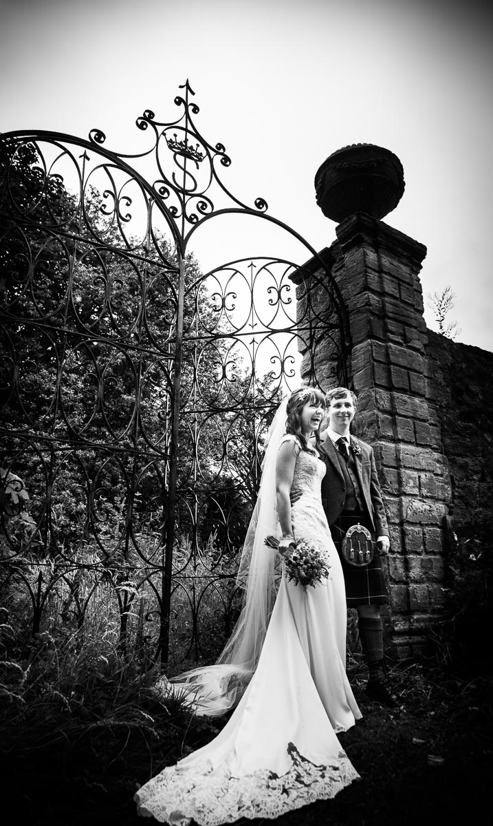 Bride at The Iron Gate at Oxenfoord Castle